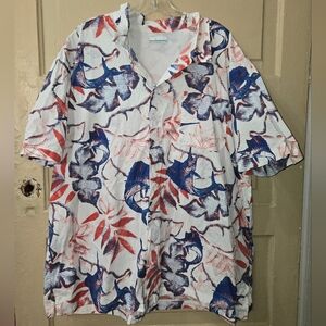 Columbia PFG Men's Troller Best Marlin Floral Vented Fishing Short Sleeve Shirt